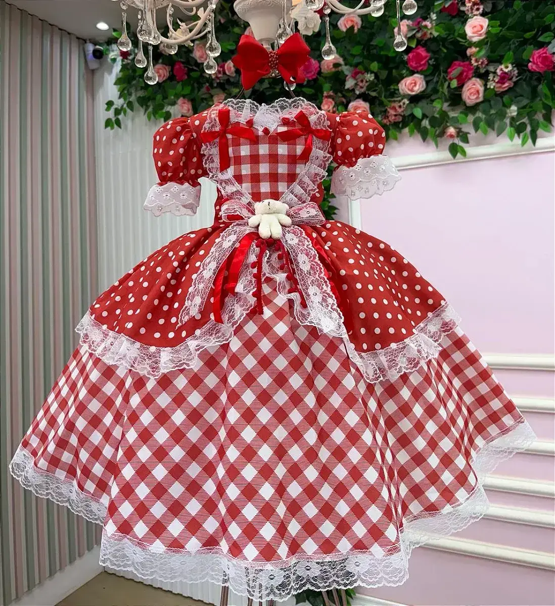Vestido junino festa ursinho do sertão vermelho, foto 3