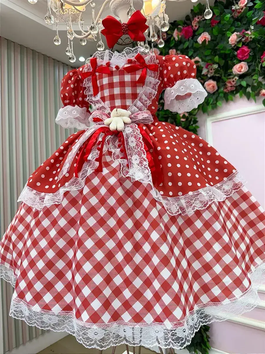 Vestido junino festa ursinho do sertão vermelho, foto 4