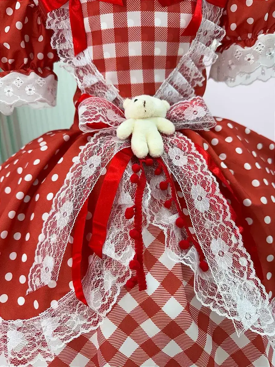 Vestido junino festa ursinho do sertão vermelho, foto 7