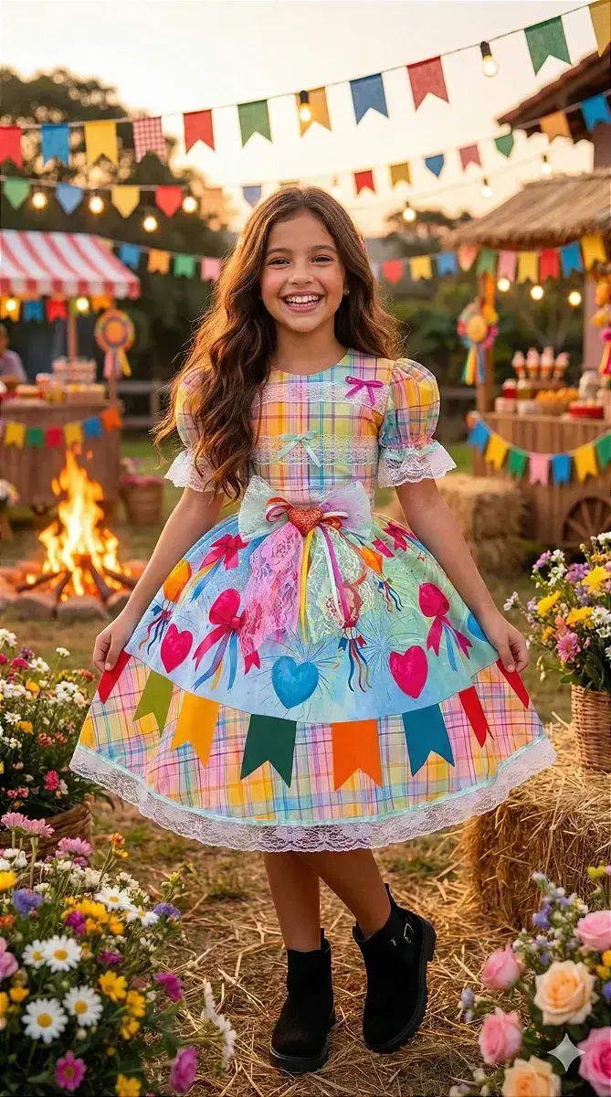 Vestido junino festa balão encantado