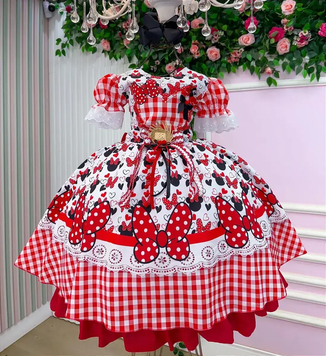 Vestido junino festa Minnie minei vermelho, foto 2