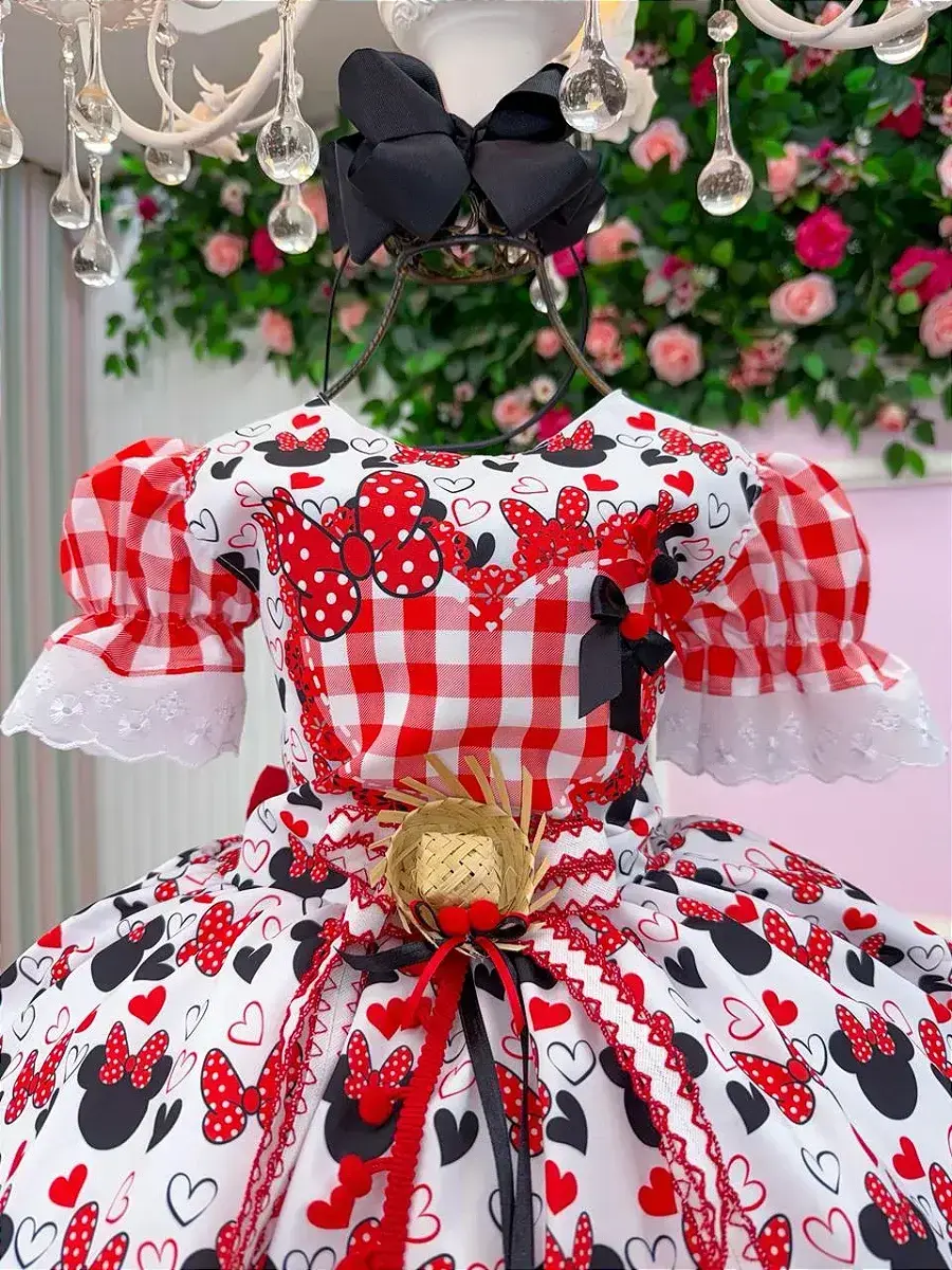 Vestido junino festa Minnie minei vermelho, foto 3
