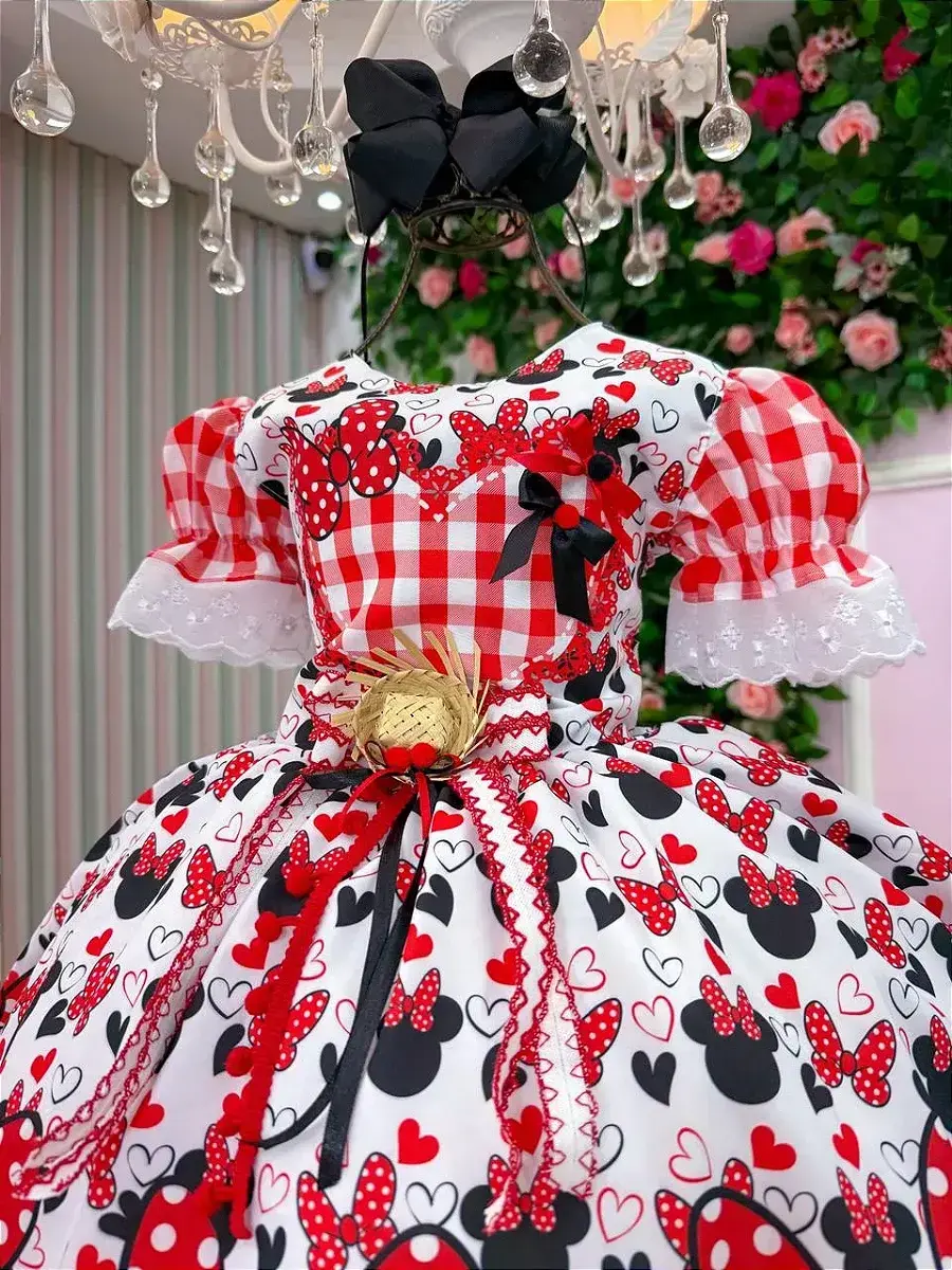 Vestido junino festa Minnie minei vermelho, foto 4