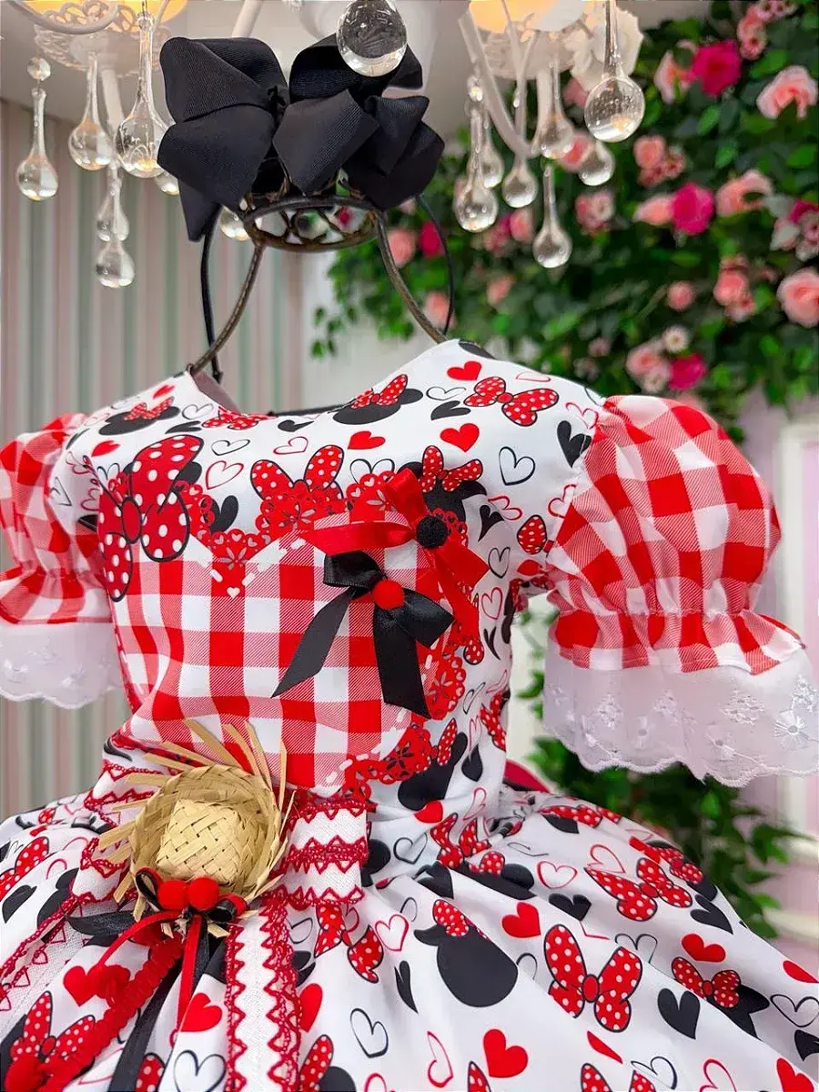 Vestido junino festa Minnie minei vermelho, foto 5