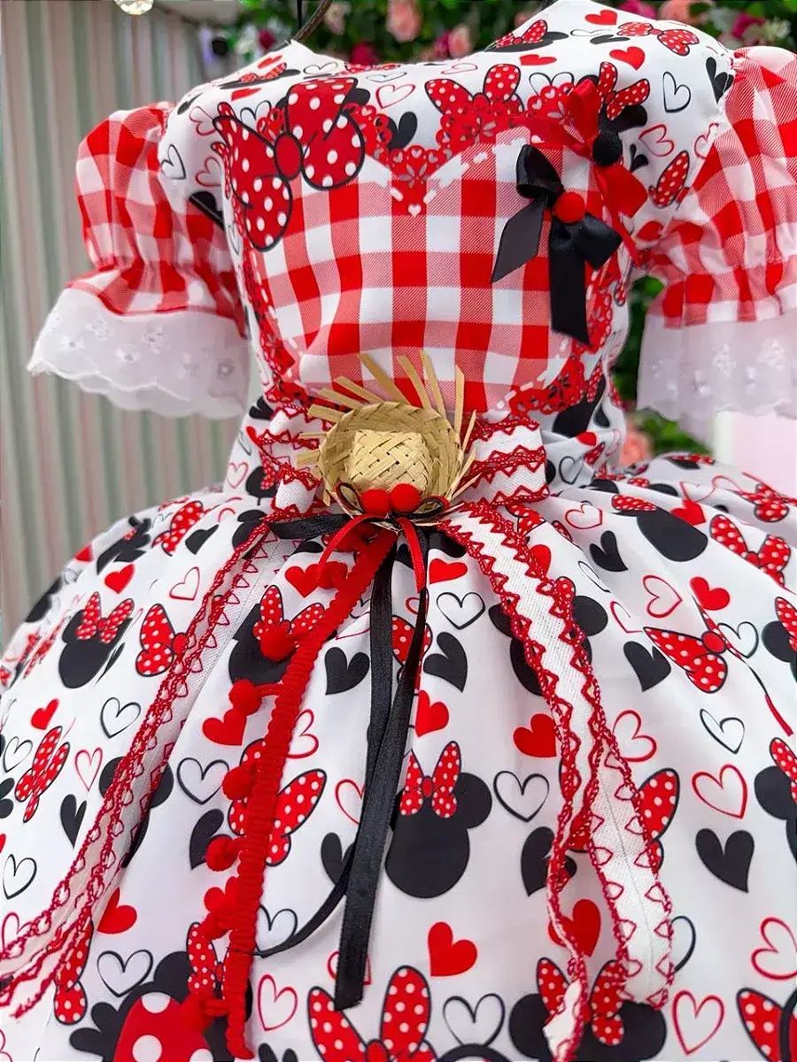 Vestido junino festa Minnie minei vermelho, foto 6