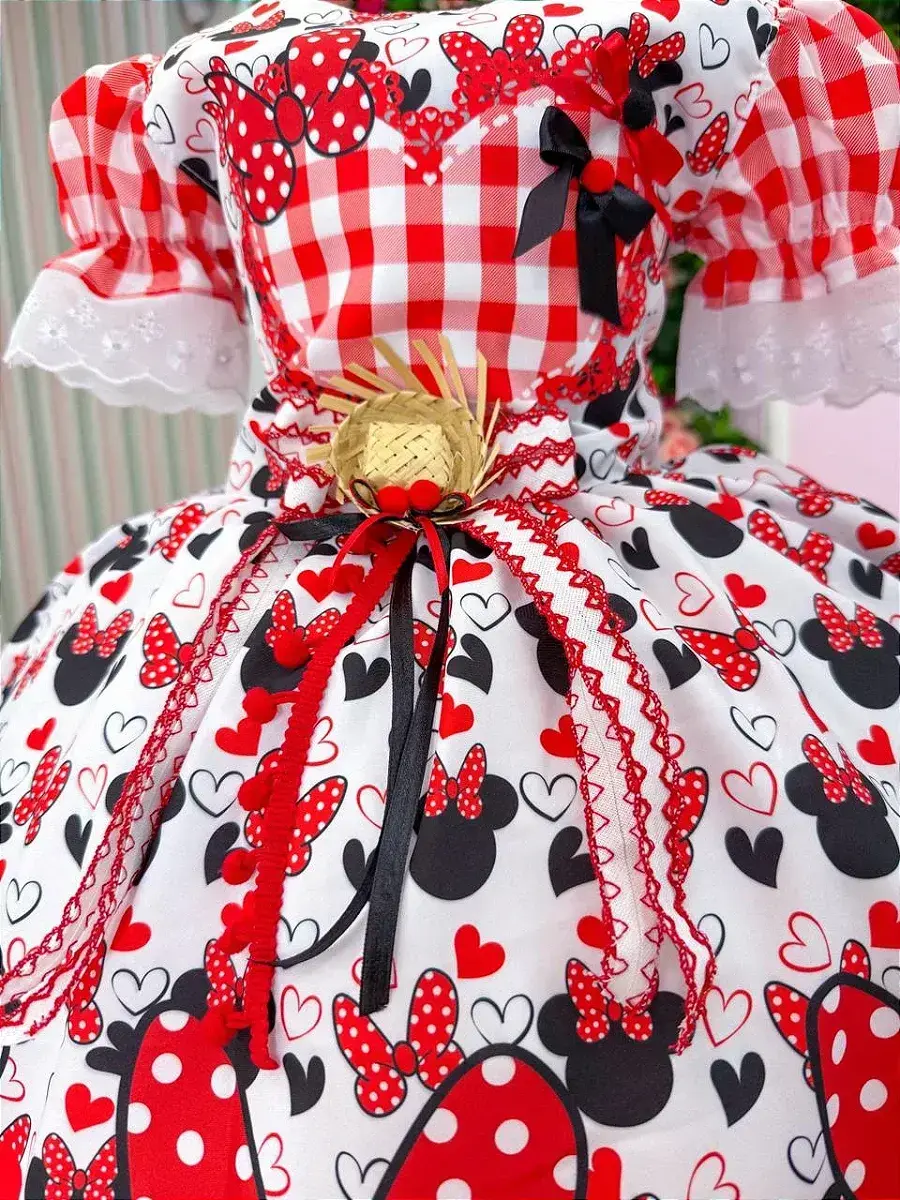 Vestido junino festa Minnie minei vermelho, foto 7
