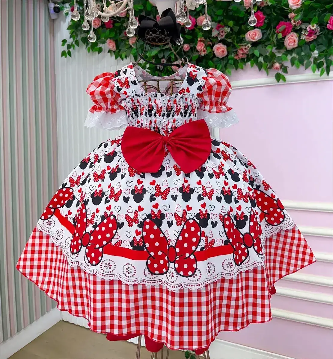Vestido junino festa Minnie minei vermelho, foto 8