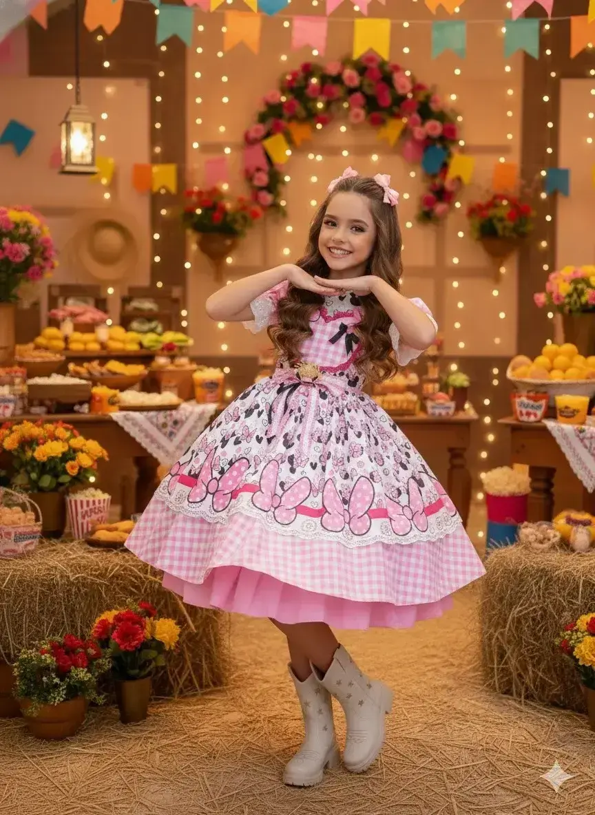 Vestido junino festa Minnie minei rosa, foto 2