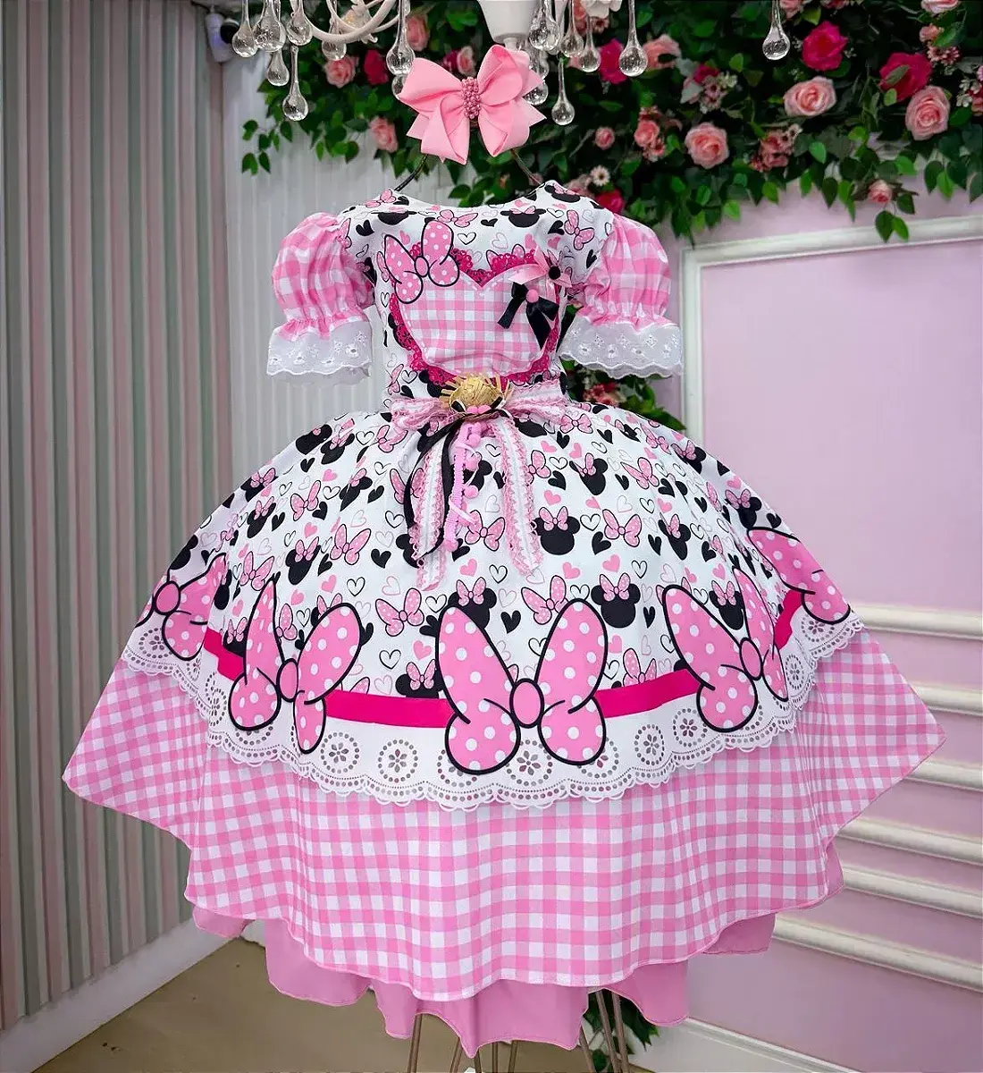 Vestido junino festa Minnie minei rosa, foto 3