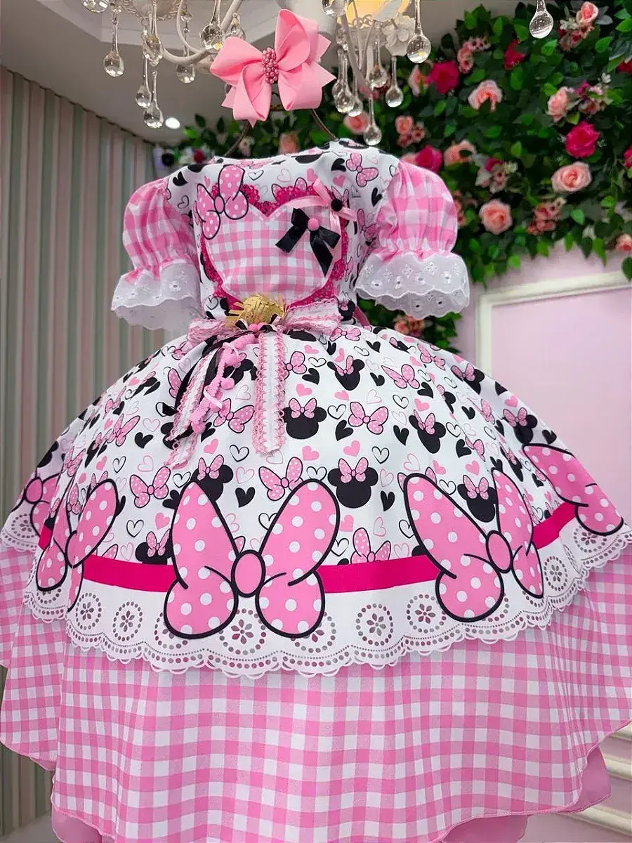 Vestido junino festa Minnie minei rosa, foto 4