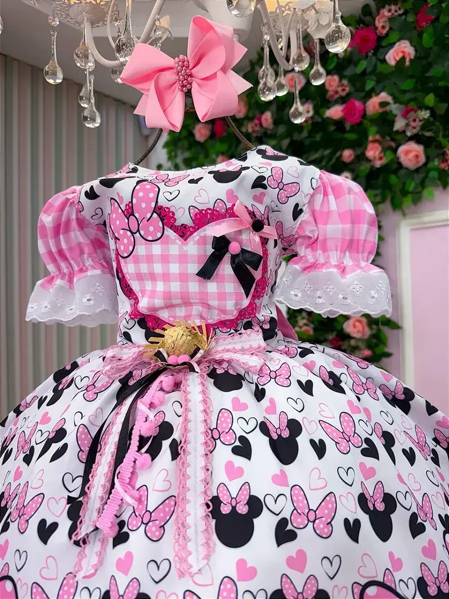 Vestido junino festa Minnie minei rosa, foto 5