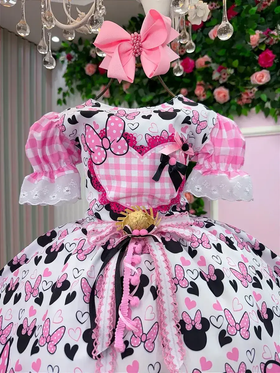 Vestido junino festa Minnie minei rosa, foto 6