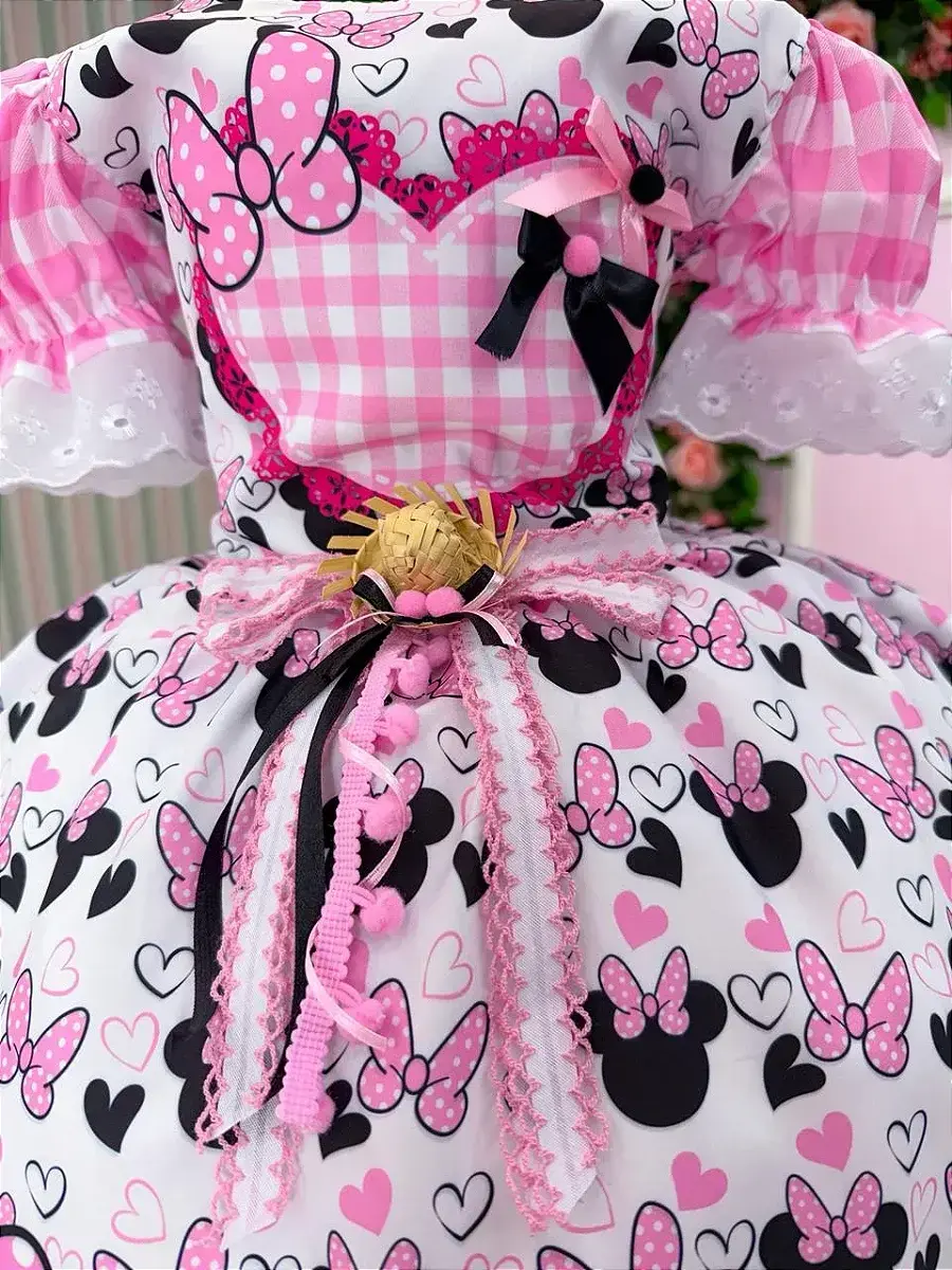 Vestido junino festa Minnie minei rosa, foto 7