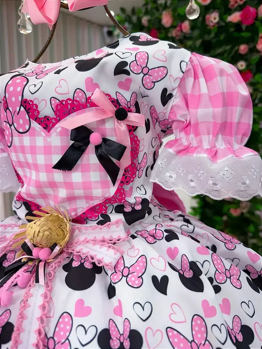 Vestido junino festa Minnie minei rosa, foto 8