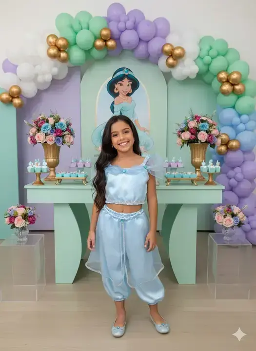 Fantasia princesa jasmine azul