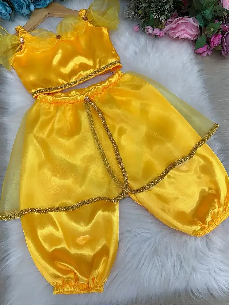 Fantasia princesa jasmine amarela, foto 3