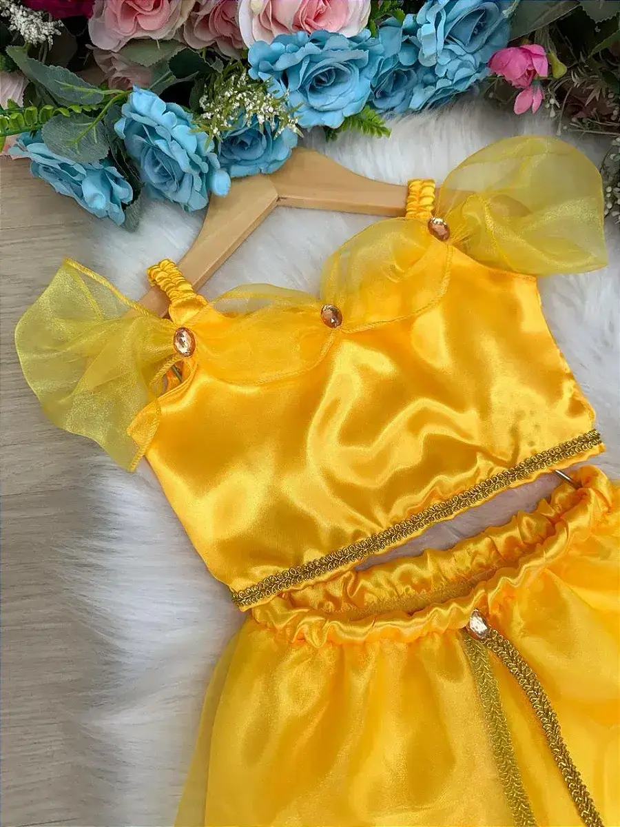 Fantasia princesa jasmine amarela, foto 4