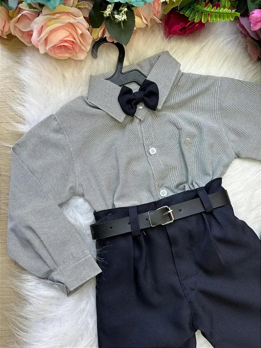 Conjunto masculino social listrado com calça preto caio, foto 2