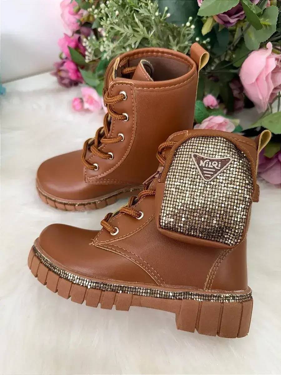 Bota coturno nilqi malu bolsinha cano baixo marrom caramelo, foto 3
