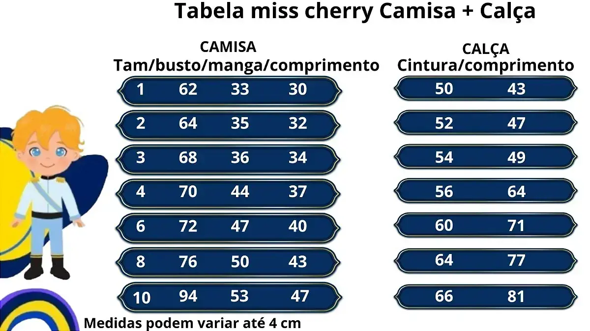 Guia de tamanhos