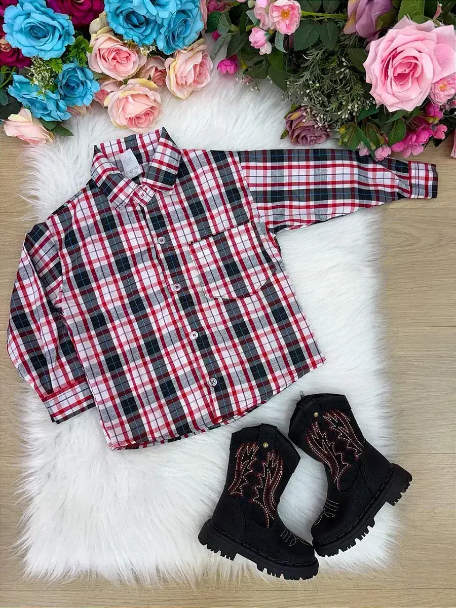 Camisa junina xadrez liam branco, foto 3