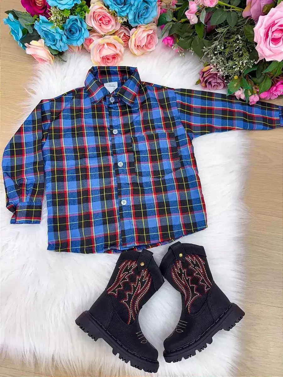 Camisa junina xadrez breno azul, foto 6