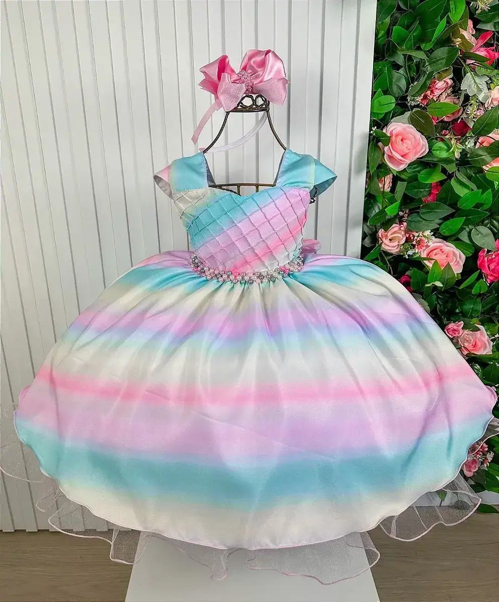 Vestido colorido arco iris