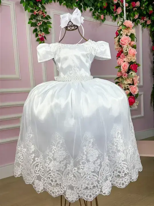 Vestido longo dani branco rendado