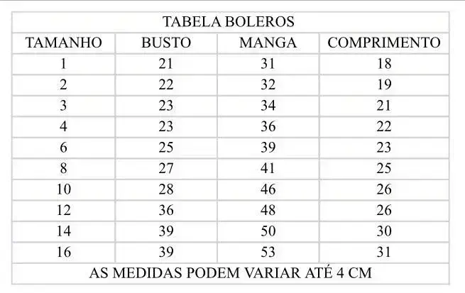 Guia de tamanhos