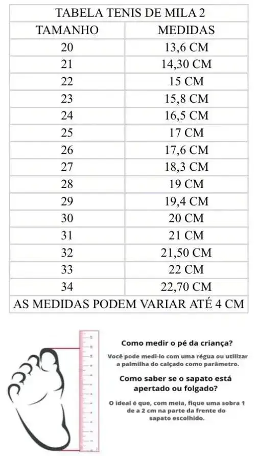 Guia de tamanhos