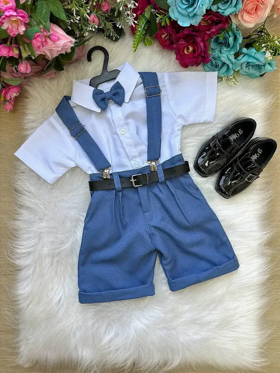 Conjunto social shorts ravi azul