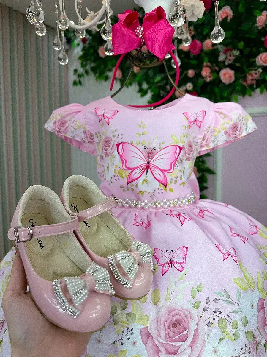 Vestido jardim encantado borboleta rosa, foto 3