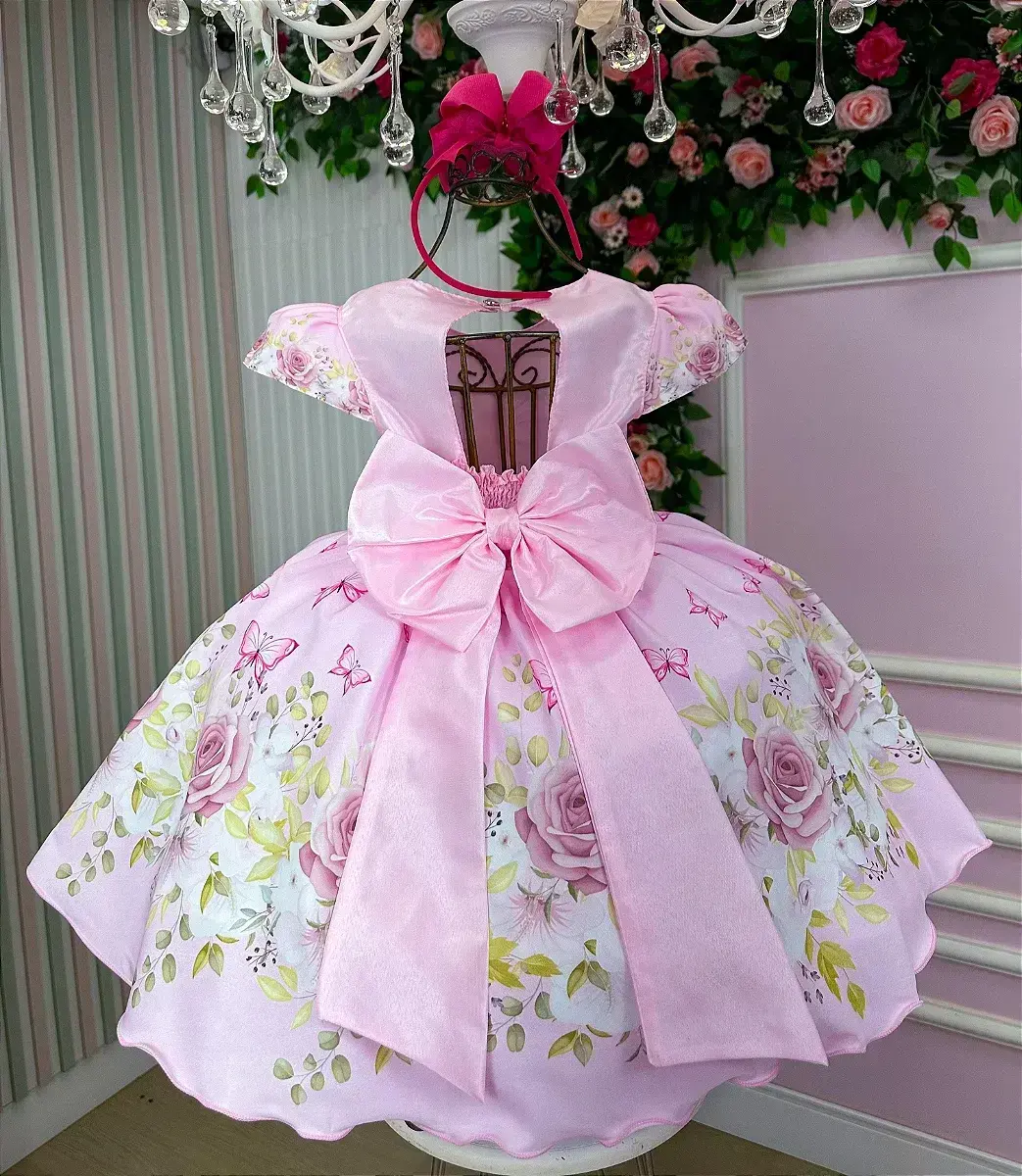 Vestido jardim encantado borboleta rosa, foto 4