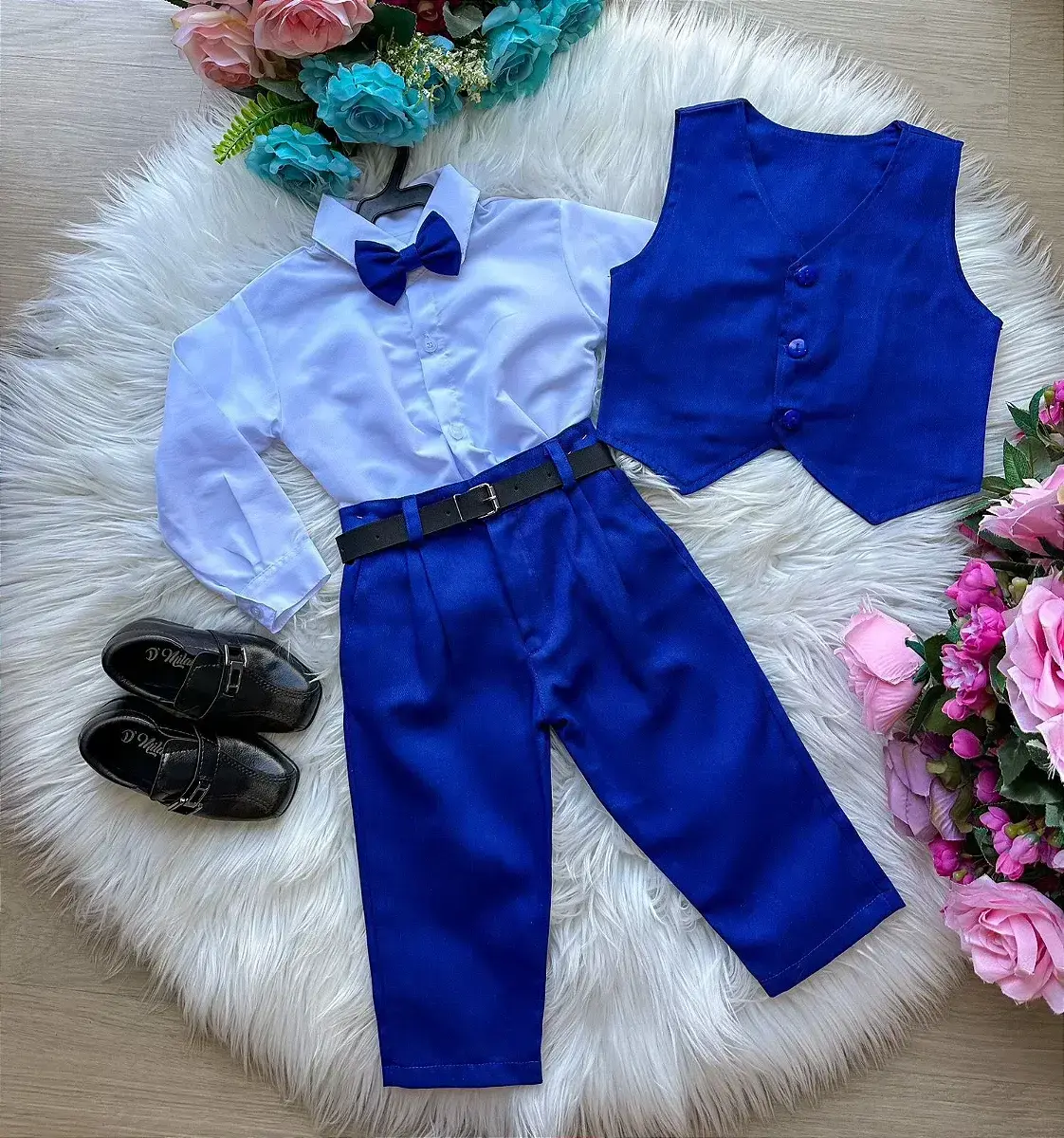 Conjunto social leonardo colete azul royal