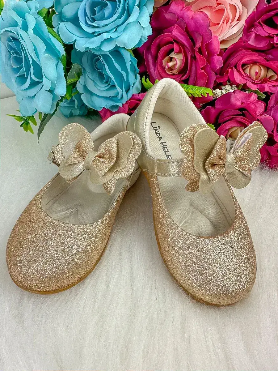 Sapatilha baby dourado gliter
