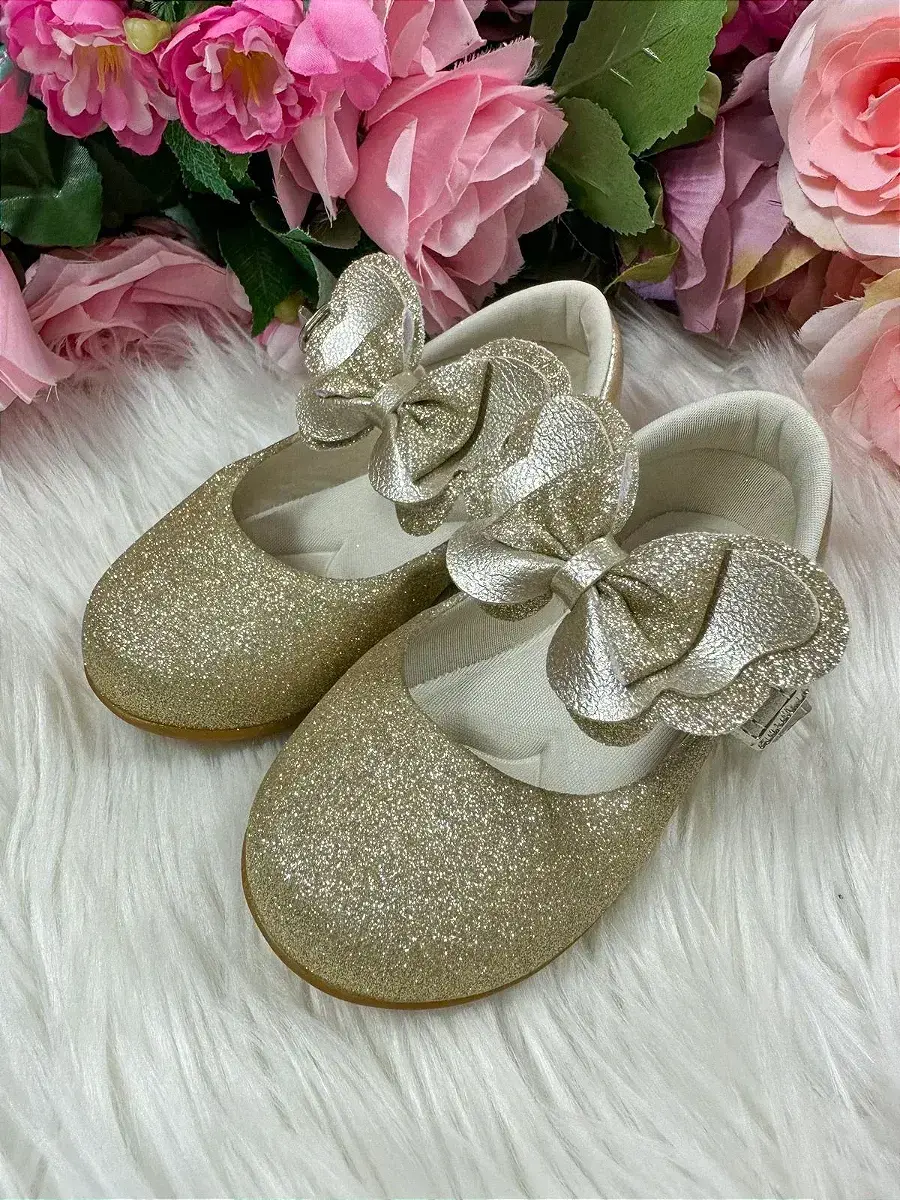 Sapatilha baby dourado gliter, foto 7