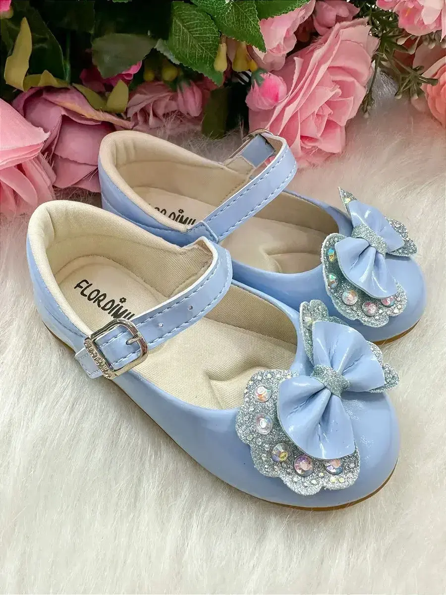 Sapatilha baby azul lacinho strass, foto 6