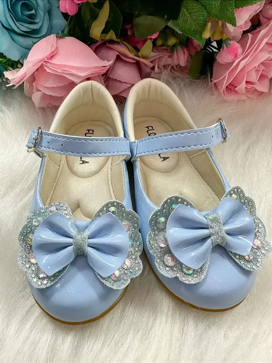 Sapatilha baby azul lacinho strass, foto 9