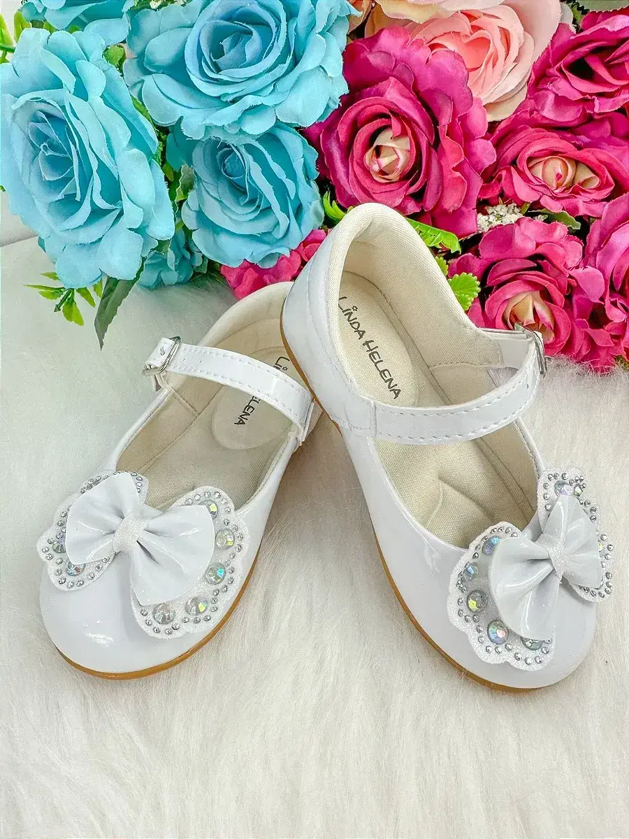 Sapatilha baby branco lacinho strass