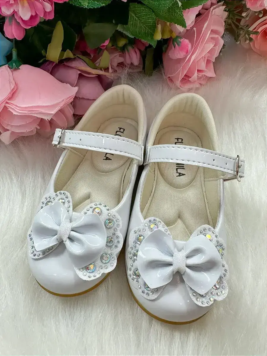 Sapatilha baby branco lacinho strass, foto 5