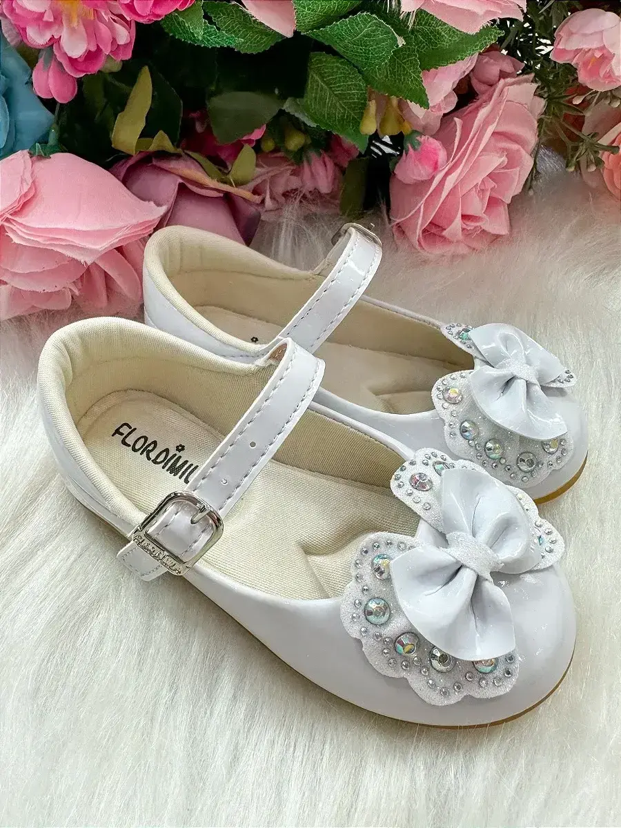 Sapatilha baby branco lacinho strass, foto 6