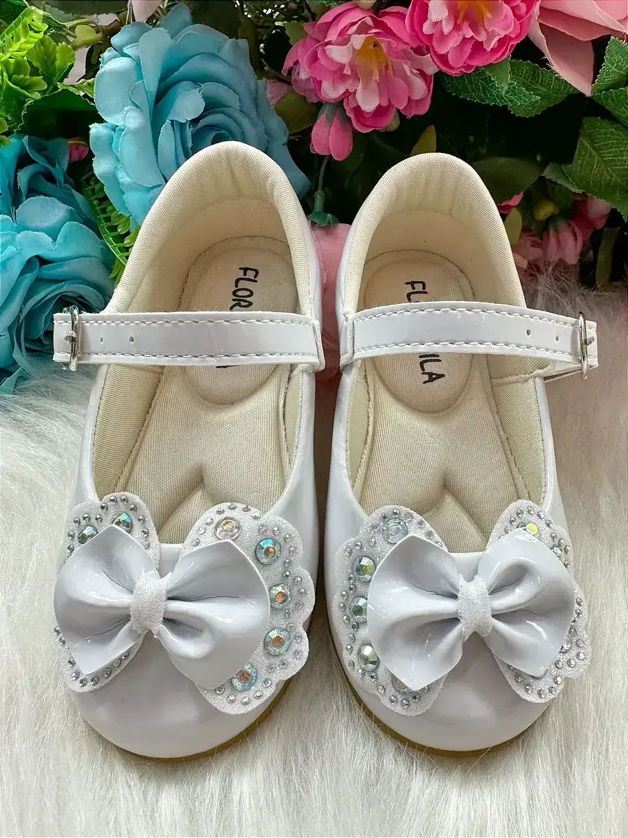 Sapatilha baby branco lacinho strass, foto 9