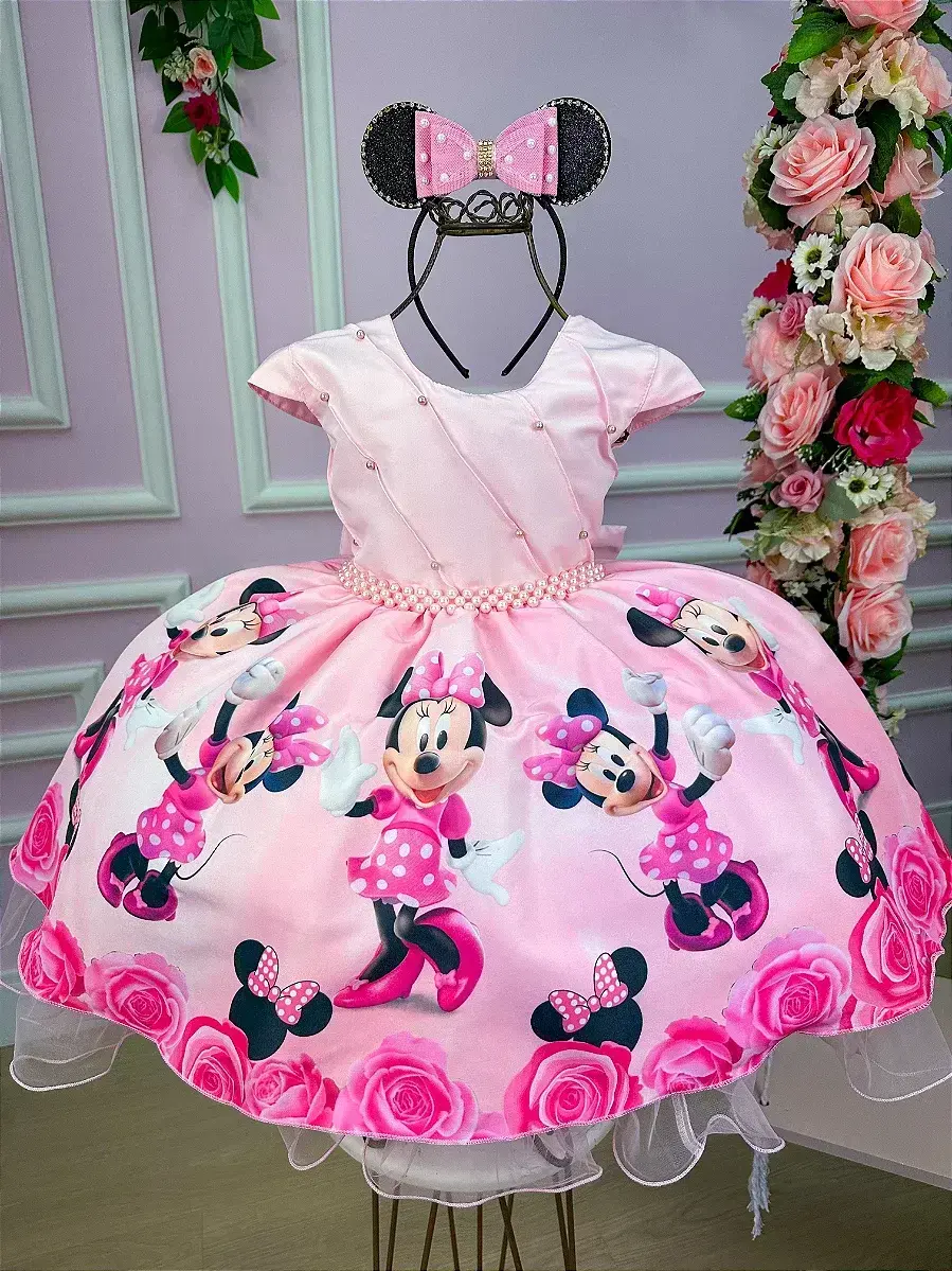 Vestido festa Minnie rosa