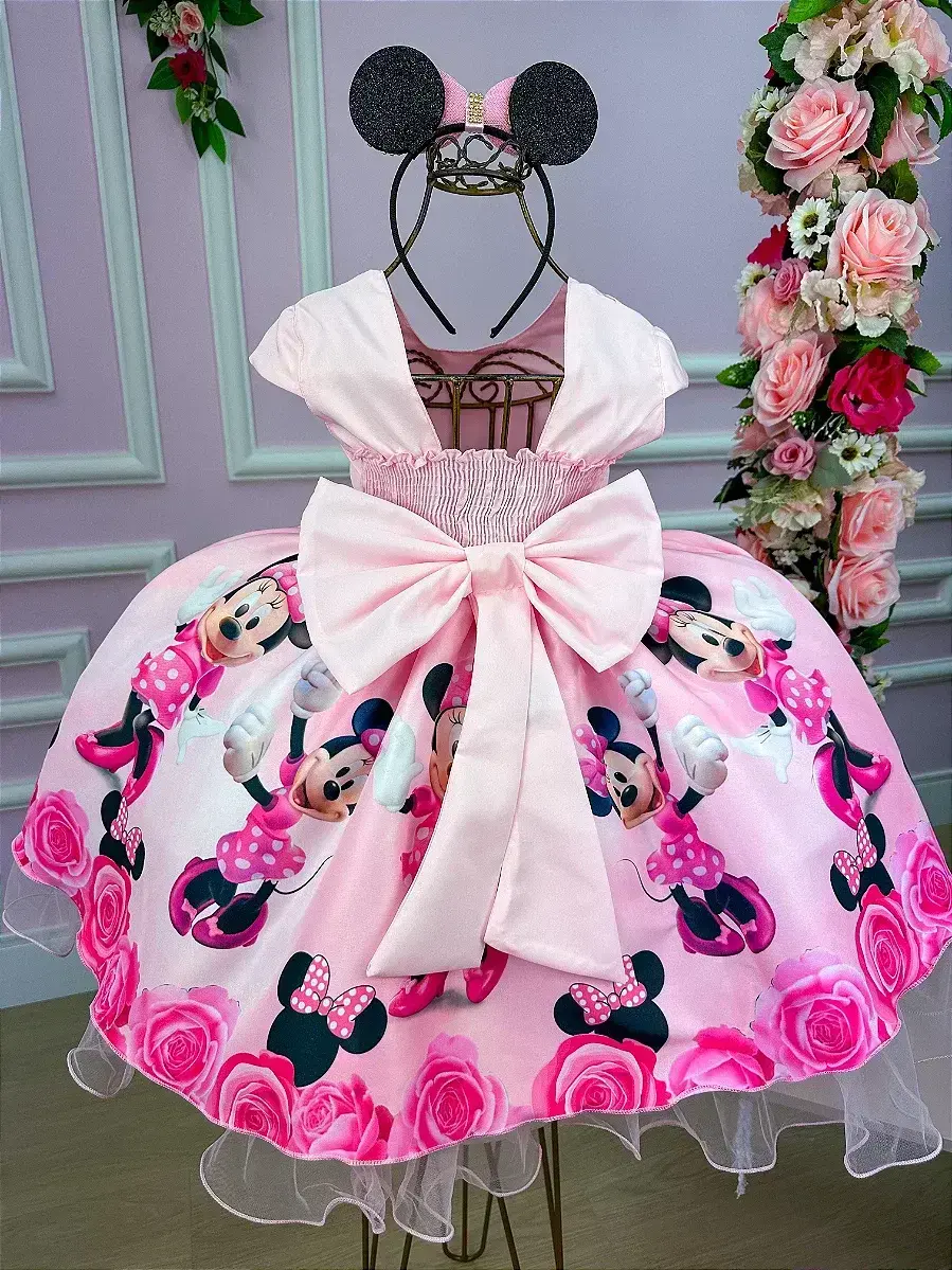 Vestido festa Minnie rosa, foto 4