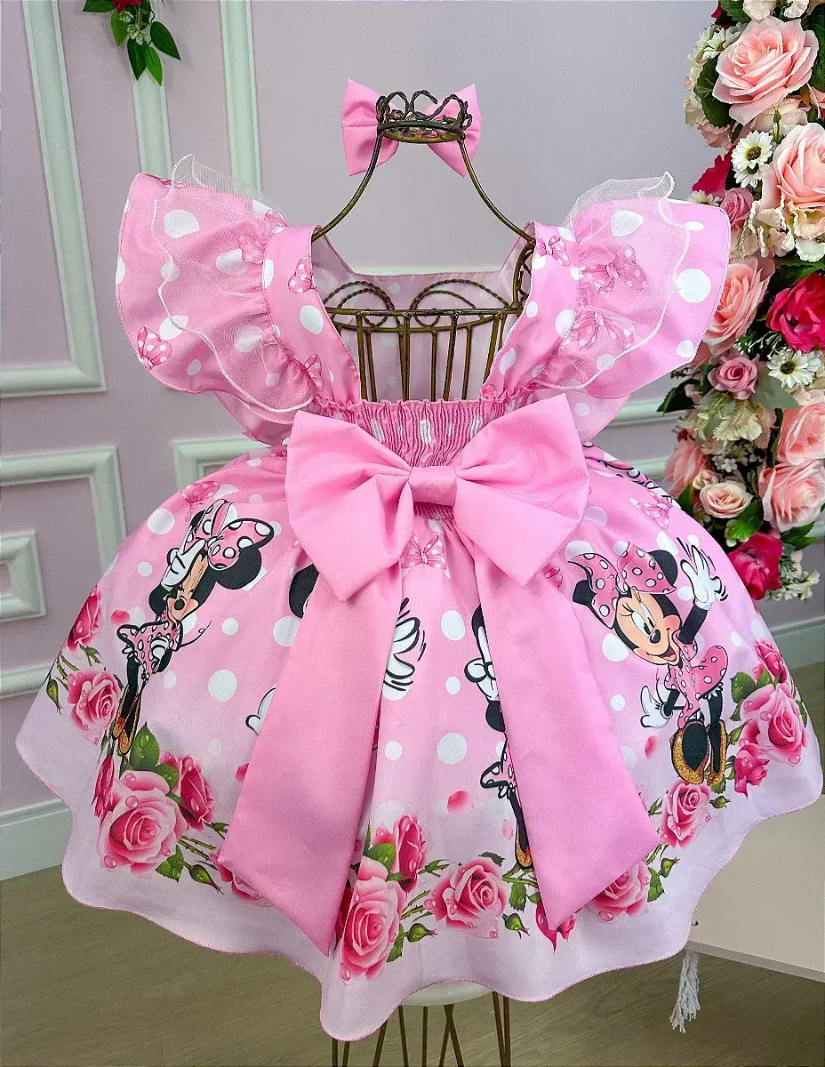 Vestido festa Minnie rosa, foto 4