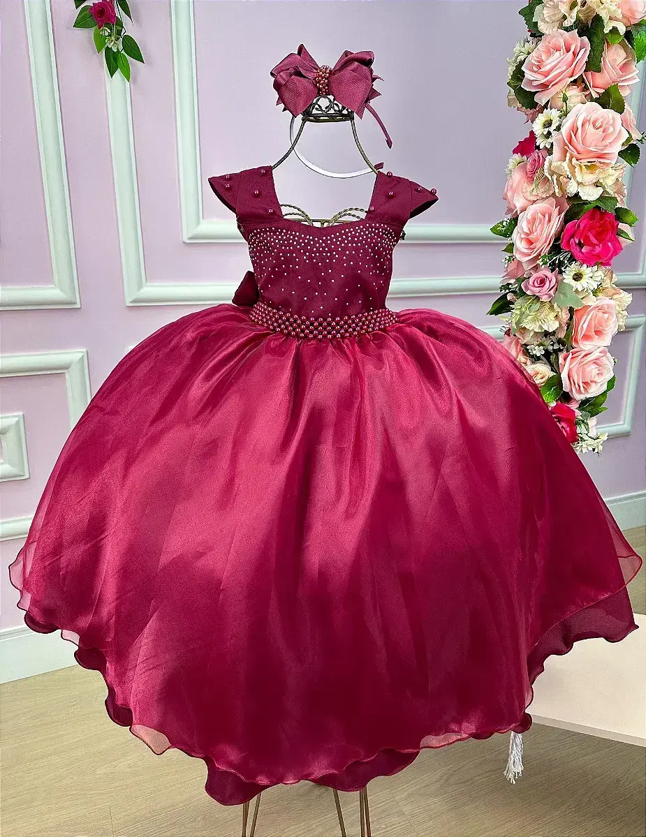 Vestido longo valentina marsala