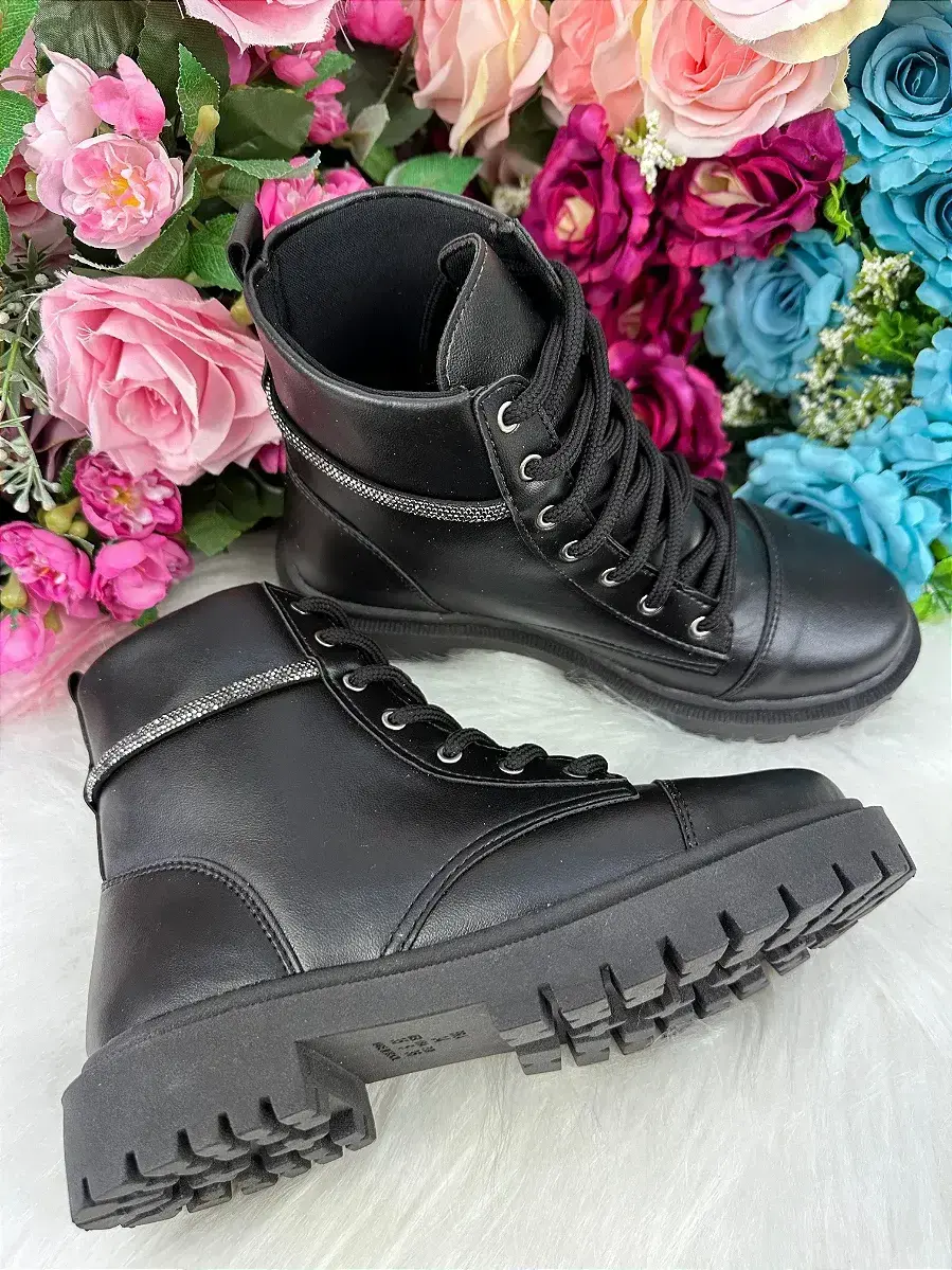 Bota coturno ousadia preta adulta strass, foto 2