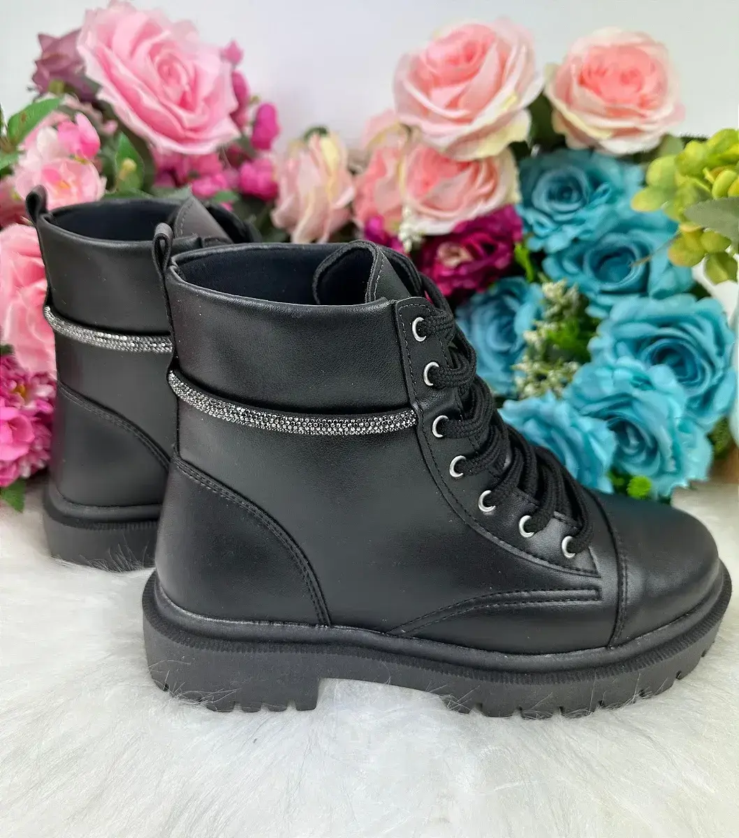 Bota coturno ousadia preta adulta strass, foto 3