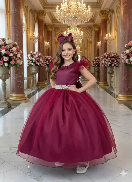 Vestido longo marsala