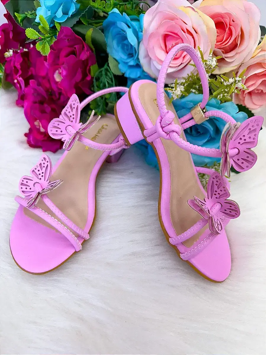 Sandalia laise borboletas rosa